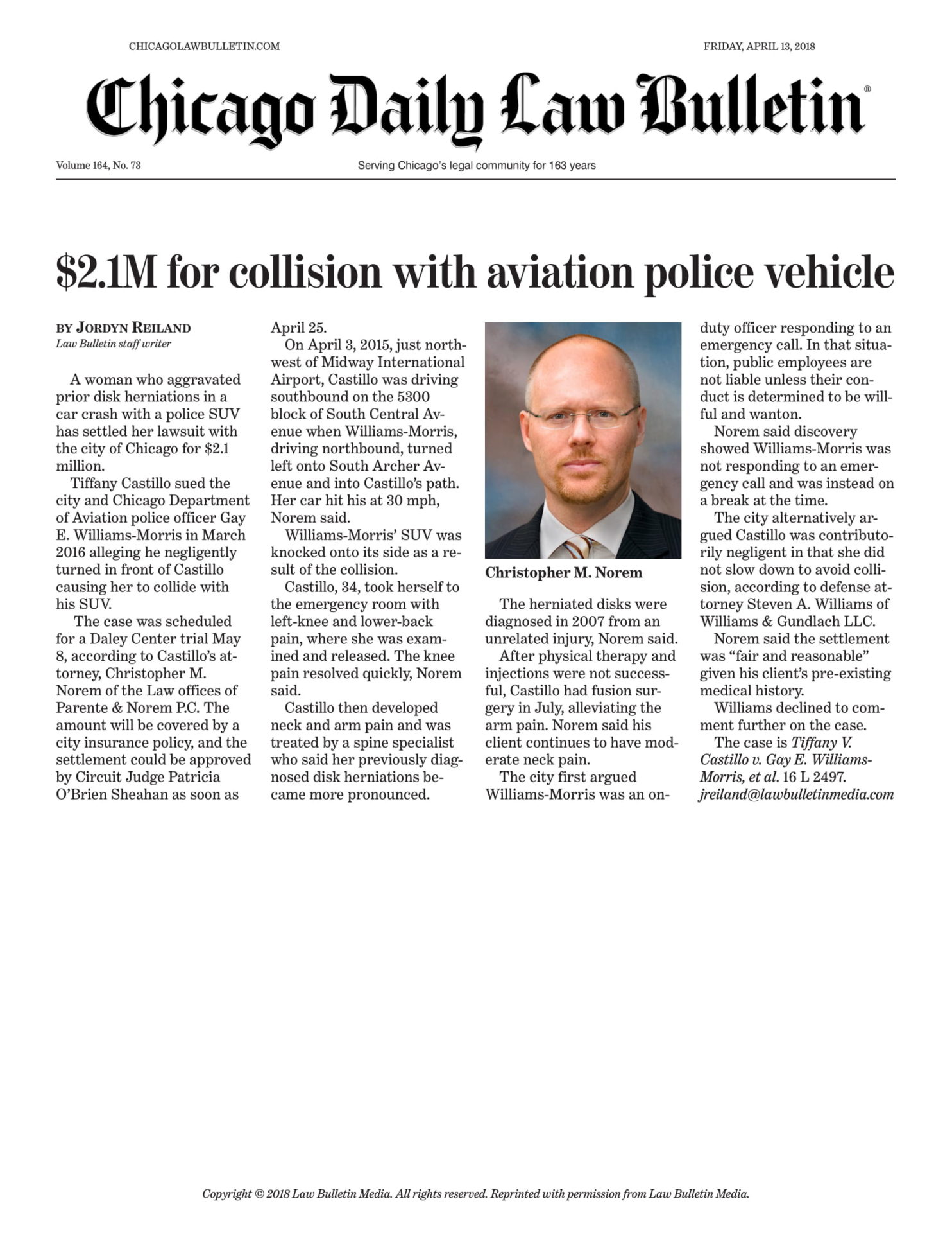 $2.1M for collision with aviation police vehicle