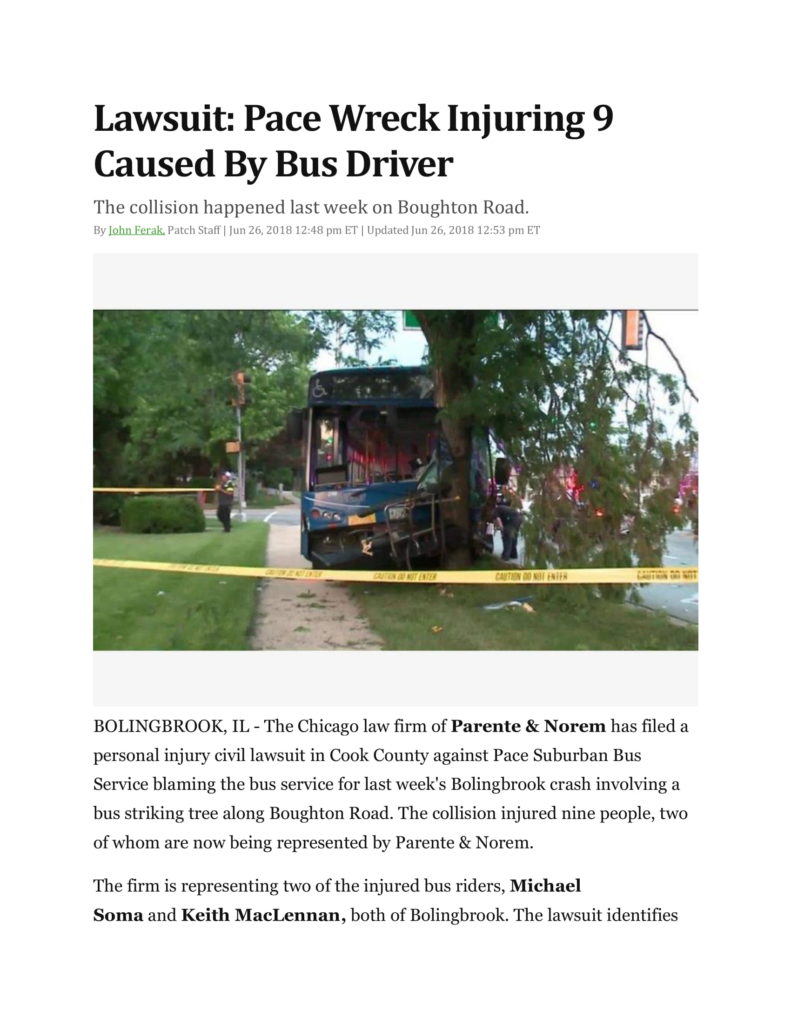 Pace Wreck Injuring 9 Caused By Bus Driver - Law Offices of Parente ...